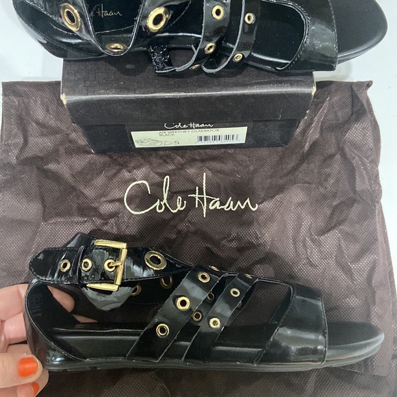 Cole Haan Nike Air Whitney Gladiator sandals 5 w/ gold grommets & buckles - Picture 3 of 12